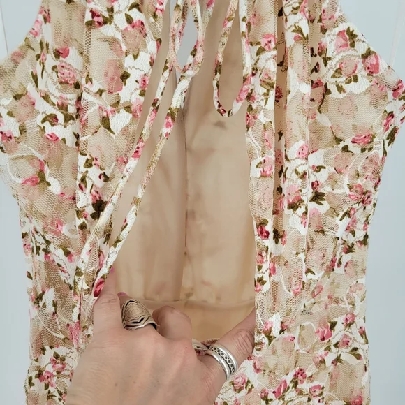 SAGE THE LABEL Four Letters Floral Lace Midi Dress Cream - Picture 6 of 16